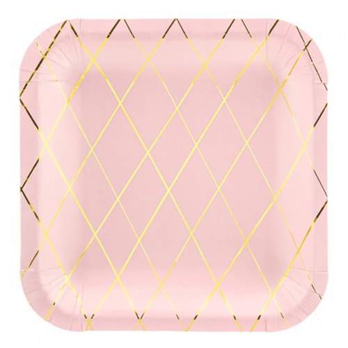 Pratos Quadrados Rosa Claro